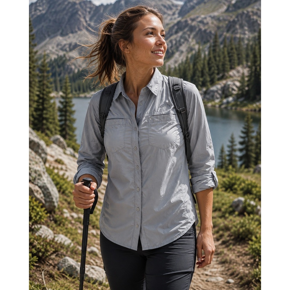 THE North Face Nylon Button down Women's XL Light Gray